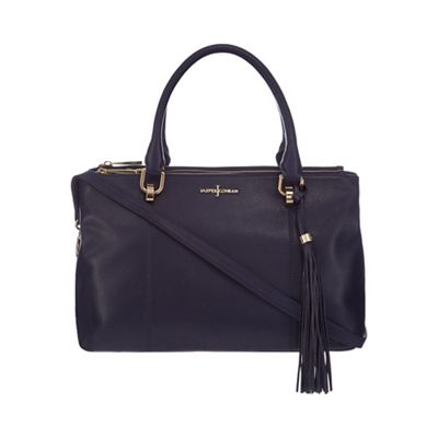 Navy leather tote bag